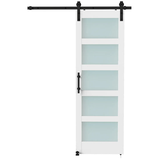 Sliding Barn Door 28x84 In With Hardware Kit, PVC, White Door Hardware White Wood Grain, Black at Gallery Canada