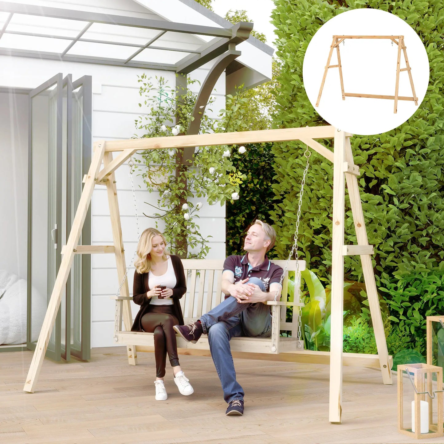 770lbs Porch Swing Frame, Heavy Duty A-Frame Stand, Reinforced Bars Hammock Stands at Gallery Canada
