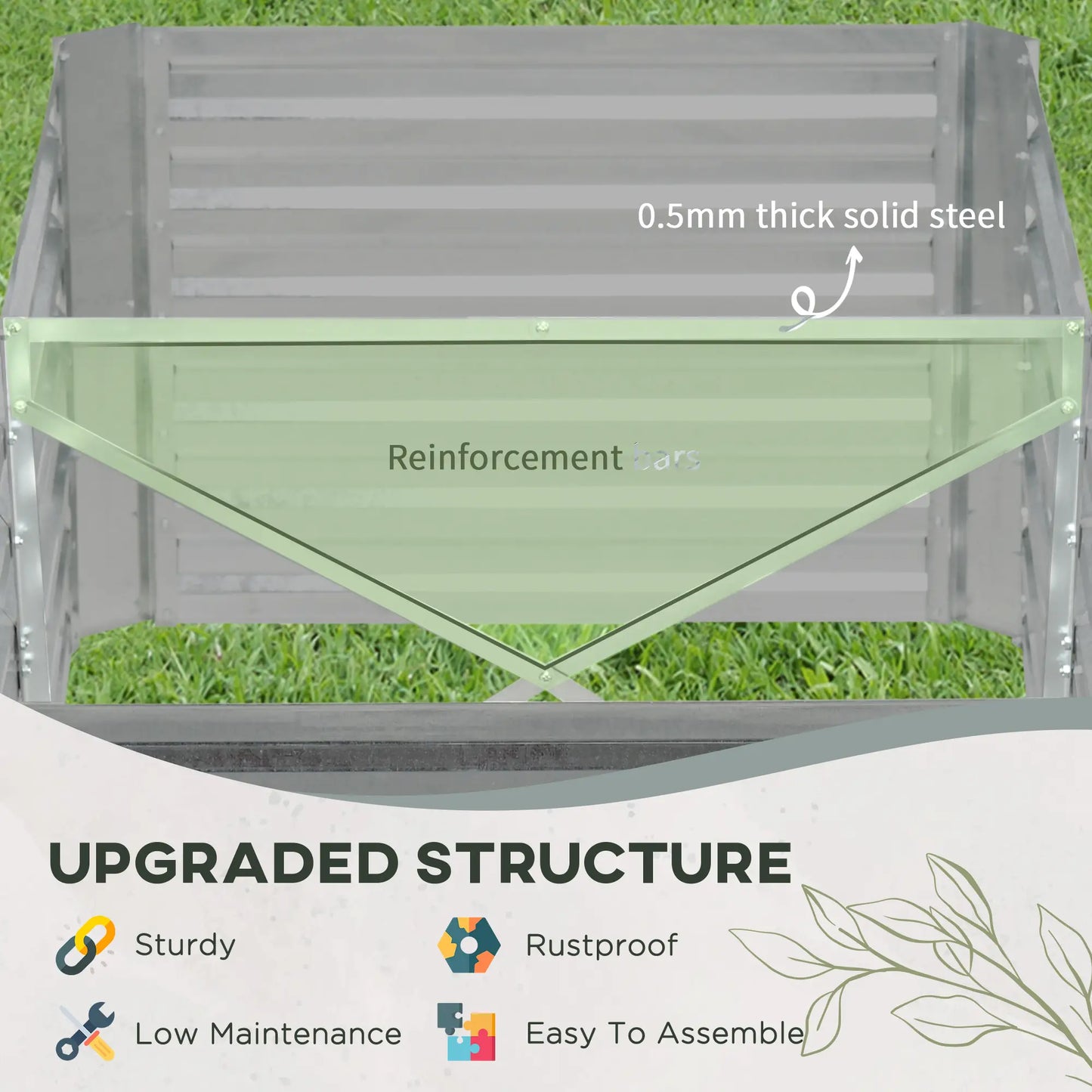 Galvanized Raised Garden Bed, Steel Outdoor Planter, 71" x 35" x 23", Light Grey Raised Garden Beds at Gallery Canada