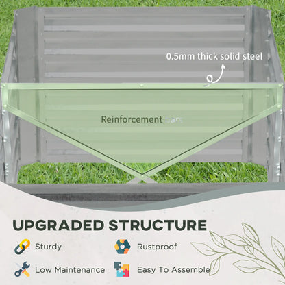 Galvanized Raised Garden Bed, Steel Outdoor Planter, 71" x 35" x 23", Light Grey Raised Garden Beds at Gallery Canada