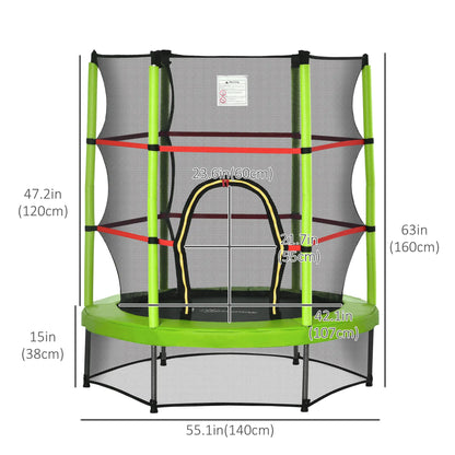 55 Inch Kids Trampoline with Enclosure Net, Indoor Outdoor, Green Trampolines at Gallery Canada