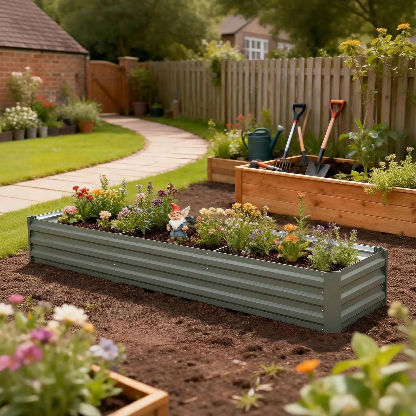 Lit surélevé galvanisé 8'x2'x1', grande jardinière surélevée, galvanisé