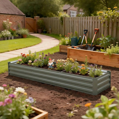 Lit surélevé galvanisé 8'x2'x1', grande jardinière surélevée, galvanisé