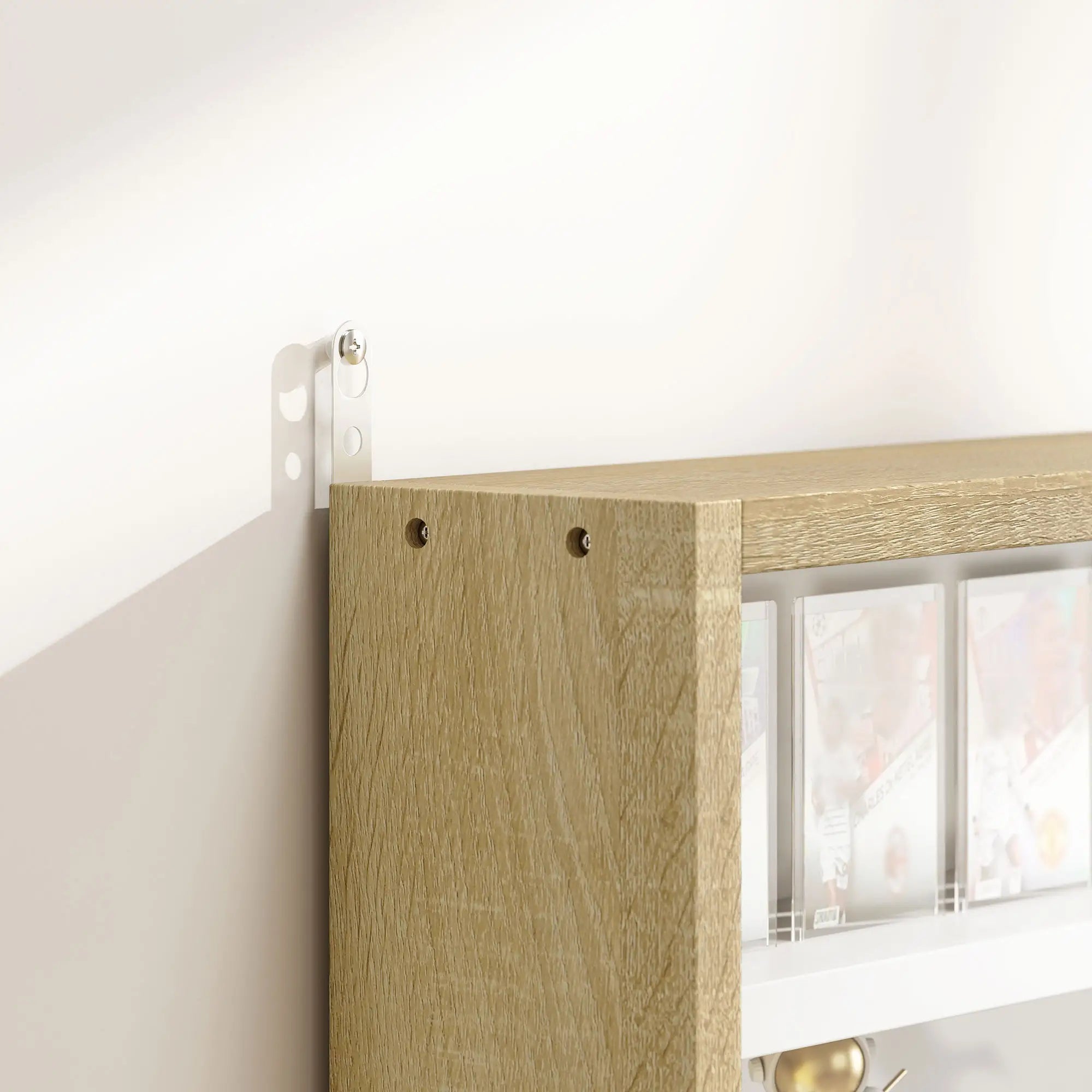 5-Tier Glass Display Cabinet, 2 Doors, 4 Adjustable Shelves, Oak Display Bookshelves at Gallery Canada