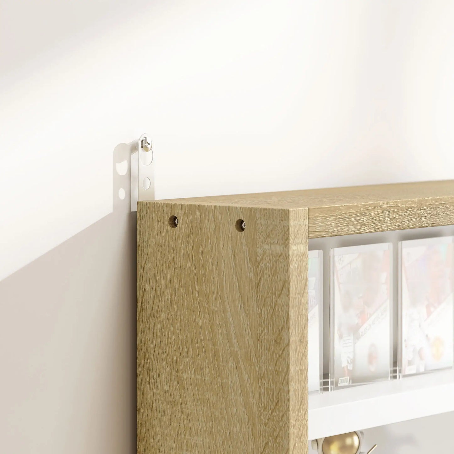 5-Tier Glass Display Cabinet, 2 Doors, 4 Adjustable Shelves, Oak Display Bookshelves at Gallery Canada