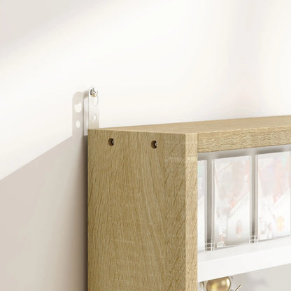 5-Tier Glass Display Cabinet, 2 Doors, 4 Adjustable Shelves, Oak Display Bookshelves at Gallery Canada