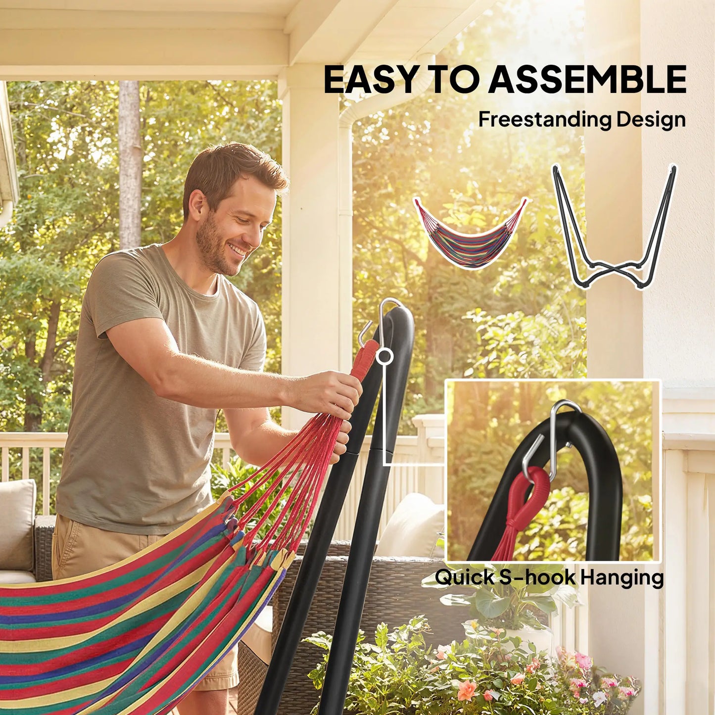Patio Hammock With Stand, Fabric Outdoor Bed, Multi-Colored Hammocks with Stand at Gallery Canada