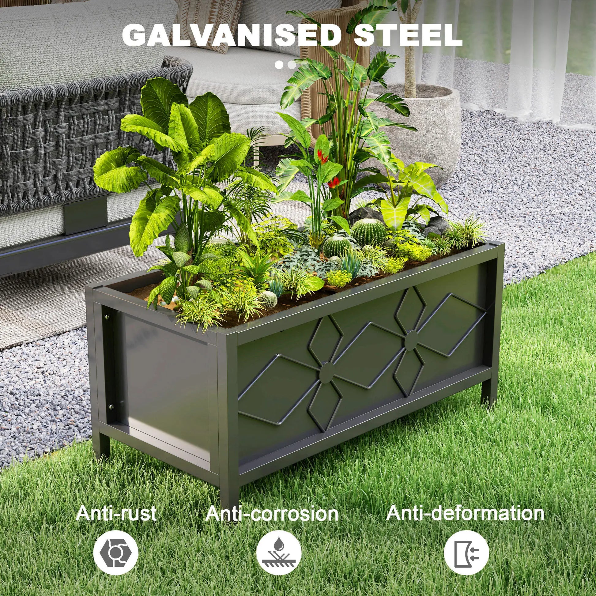 Galvanized Raised Garden Bed, Metal Flower Bed, Outdoor Planter Box for Herbs Raised Garden Beds at Gallery Canada