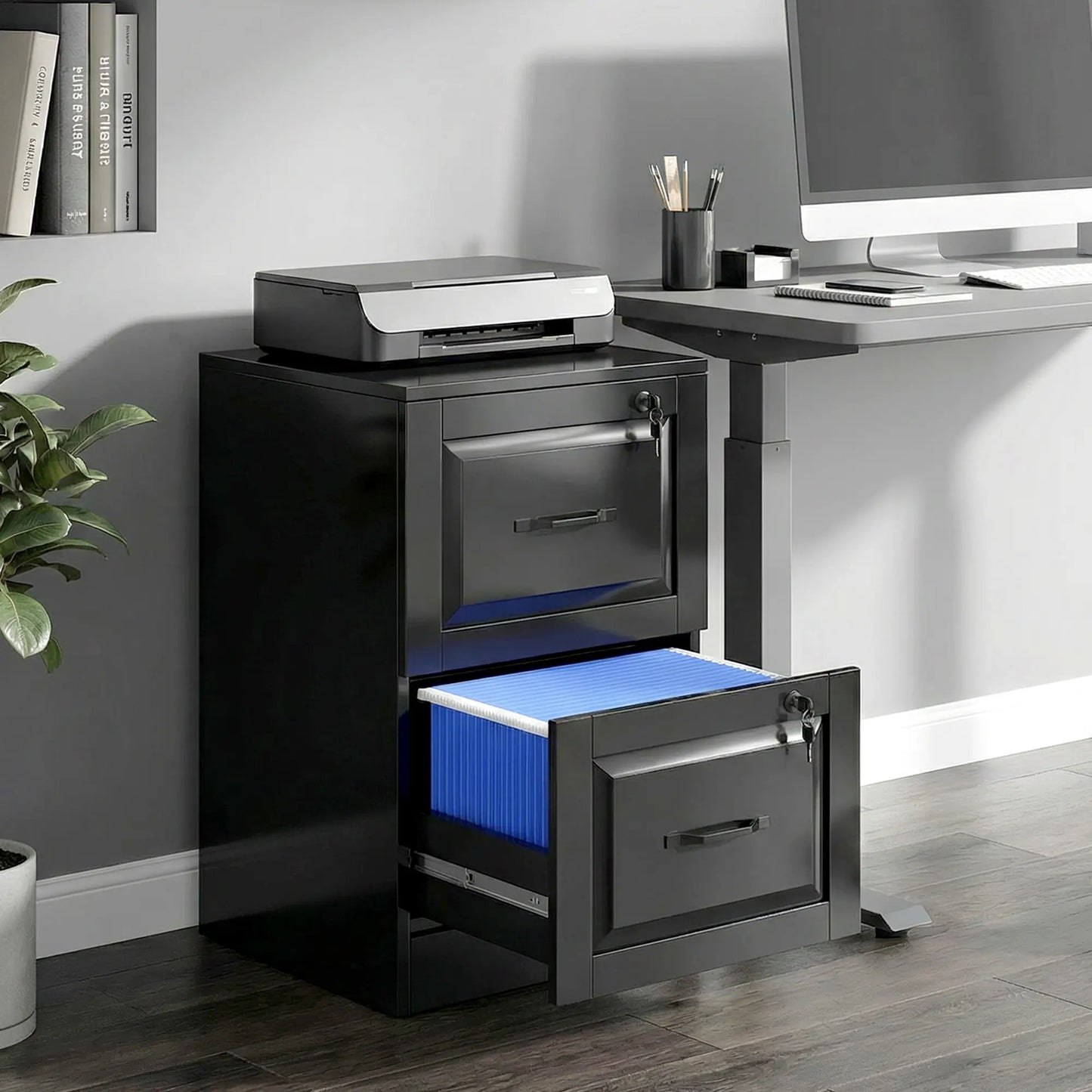 2 Drawer File Cabinet With Lock, Vertical Filing Cabinet, Black Office Cabinets & Cupboards at Gallery Canada
