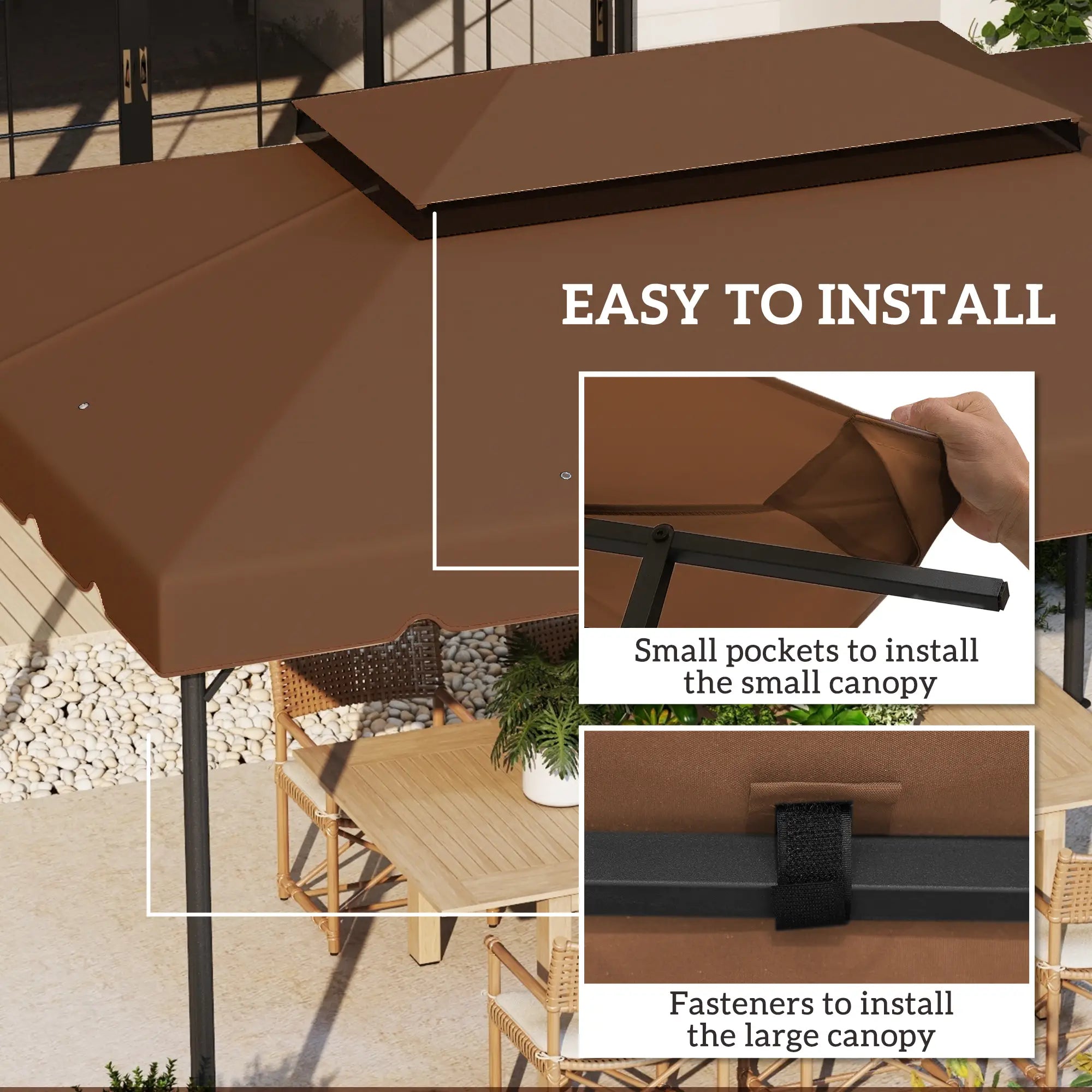 13' x 10' Gazebo Canopy, Double Vented Roof, Coffee Gazebo Canopy Replacement at Gallery Canada