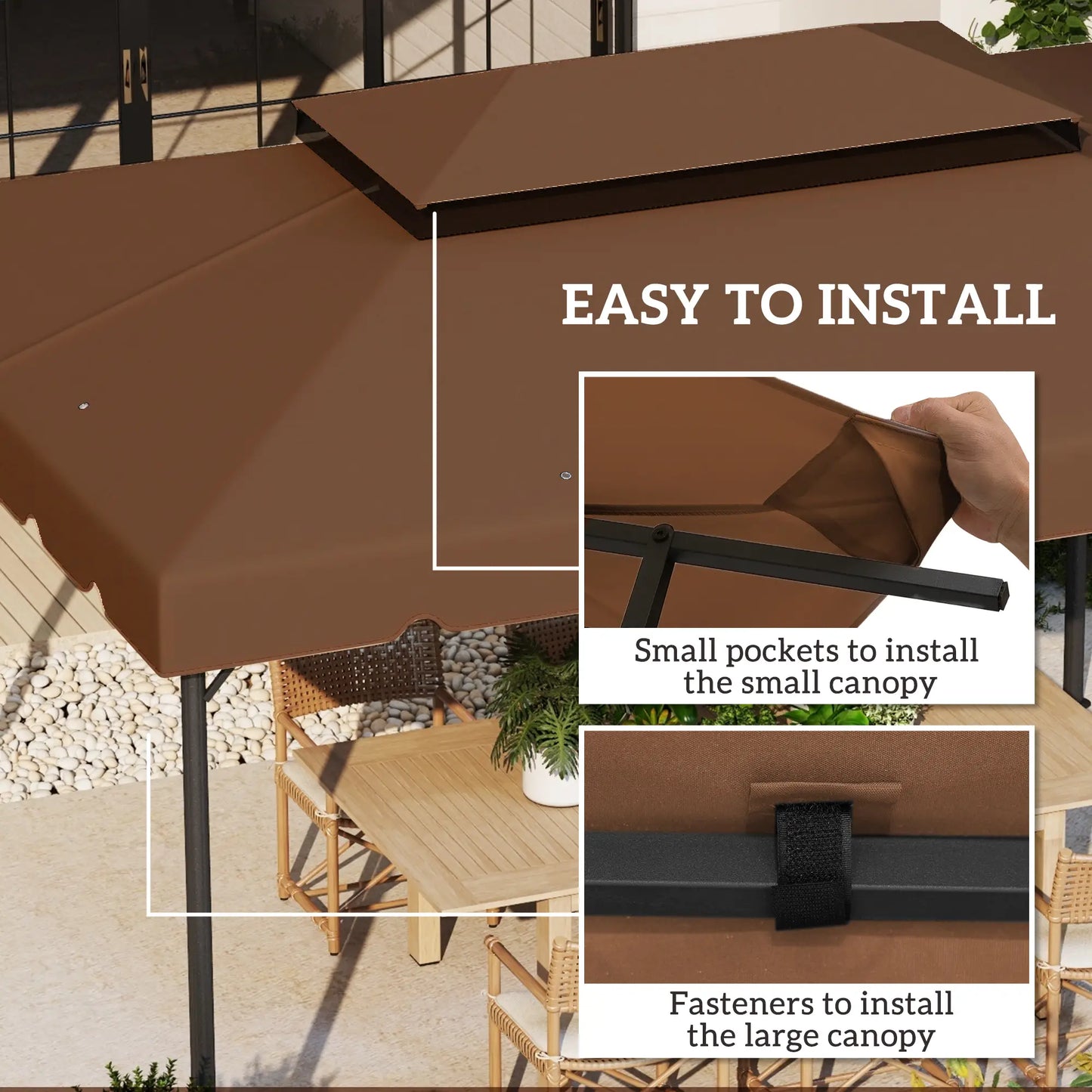 13' x 10' Gazebo Canopy, Double Vented Roof, Coffee Gazebo Canopy Replacement at Gallery Canada
