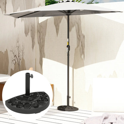 21 lbs Concrete Half Umbrella Base, Flower-Leaf Design, Black Umbrella Bases at Gallery Canada
