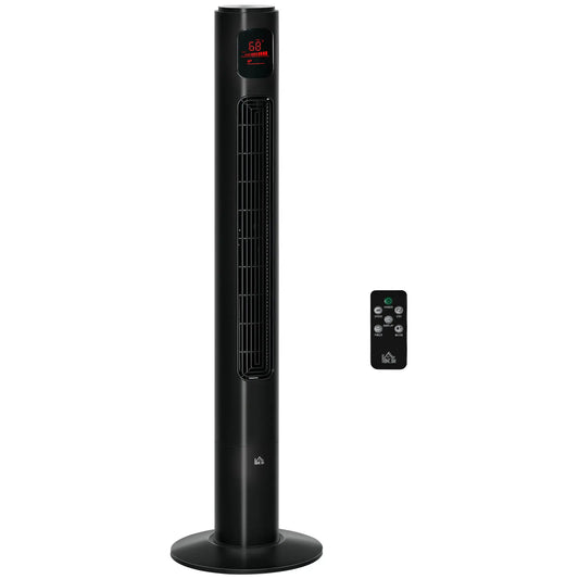 Freestanding Tower Fan, Oscillating, 3 Speed, 12h Timer, LED Panel, Remote, Black Tower Fans Black at Gallery Canada