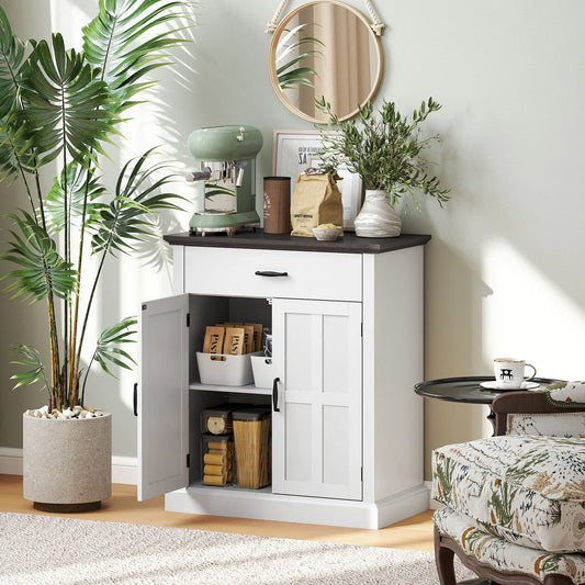 Modern Sideboard Buffet, 2 Doors, Adjustable Shelf, White Bar Cabinets White, Dark Brown at Gallery Canada