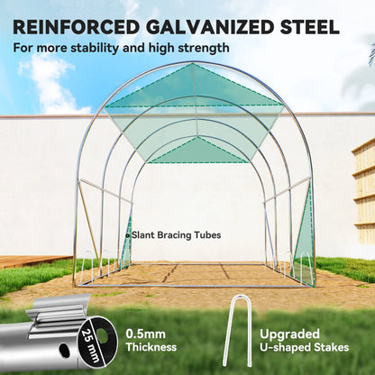 Walk-in Tunnel Greenhouse, 6.6' x 10' x 6.5', Green