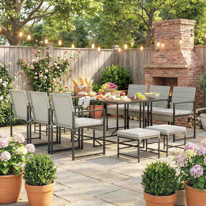 Wicker Patio Dining Set, 6 Armchairs, 4 Stools, Light Grey Outdoor Dining Sets at Gallery Canada