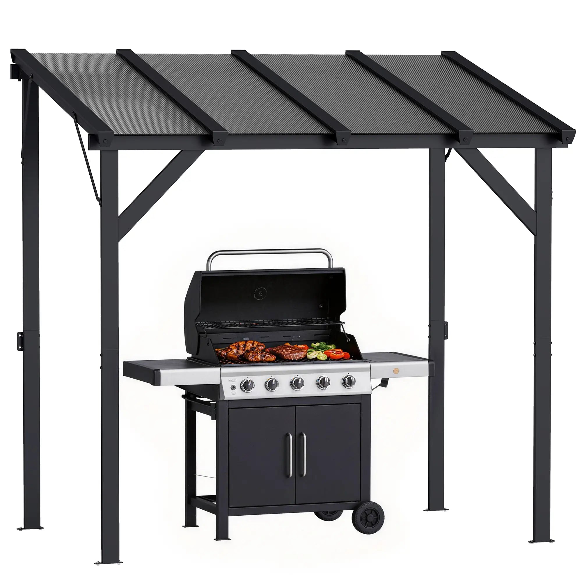 Hardtop Grill Gazebo, Lean-To BBQ Shelter With Polycarbonate Roof BBQ Grill Gazebos at Gallery Canada