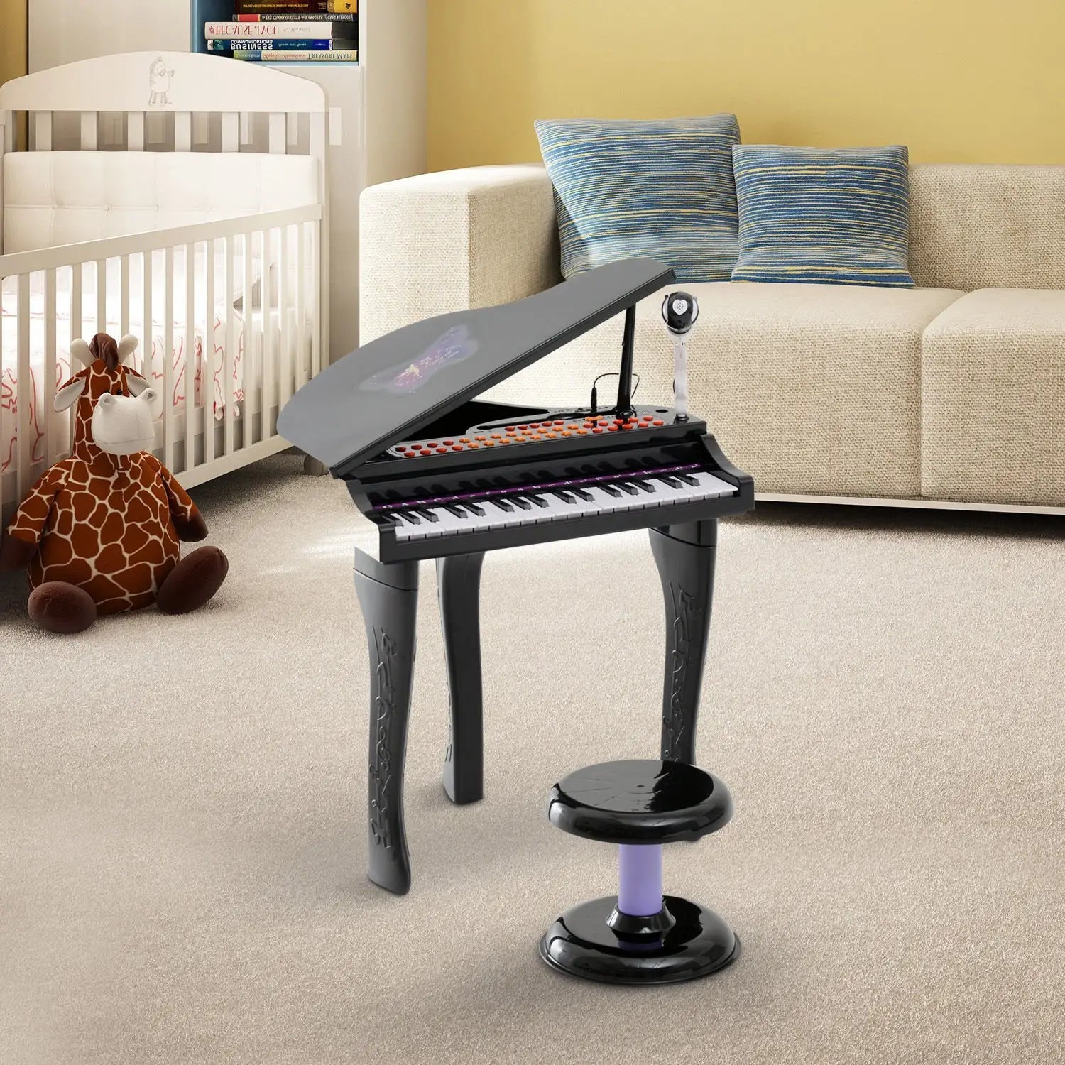 37 Key Mini Electronic Piano, Kids Musical Keyboard with Microphone, Black Electronic Musical Pianos at Gallery Canada