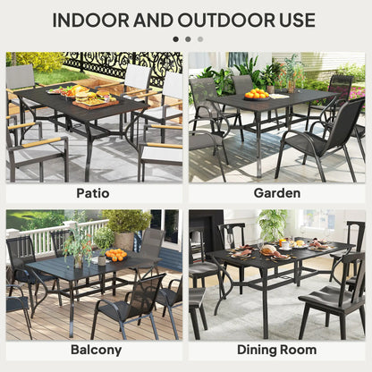 Rectangle Patio Dining Table, Outdoor for 6, Steel Frame, Black Patio Dinning Tables at Gallery Canada
