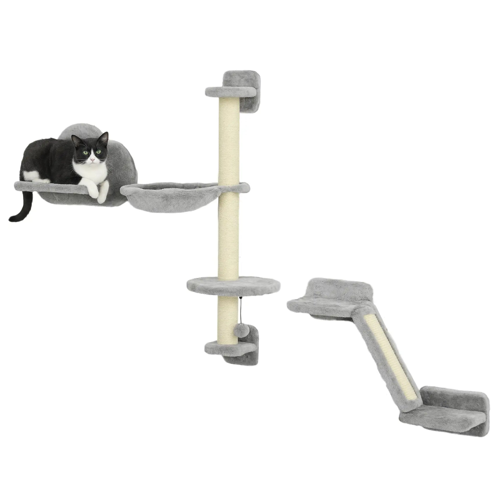 3PCs Cat Shelves, Hammock, Scratching Posts, Platforms, Grey Cat Climbing Wall at Gallery Canada