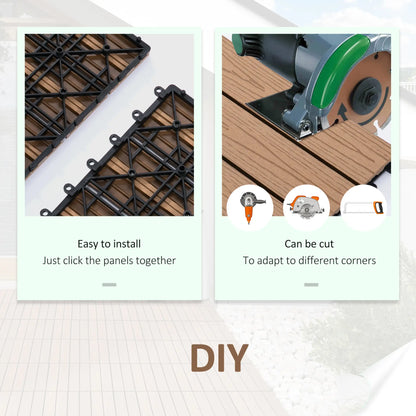 Outdoor Tiles, 11 Pack 12" x 12" WPC Interlocking Deck Tiles Waterproof and Non-slip Deck Tiles at Gallery Canada
