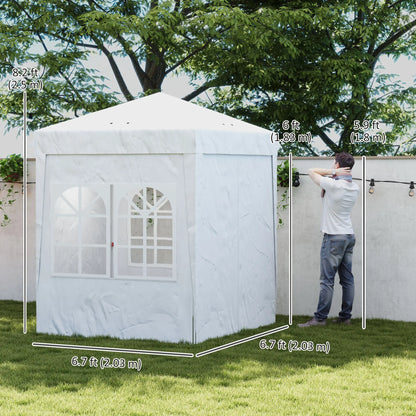 6.7' x 6.7' Pop-Up Canopy Tent, Adjustable Height, White Pop Up Canopies at Gallery Canada