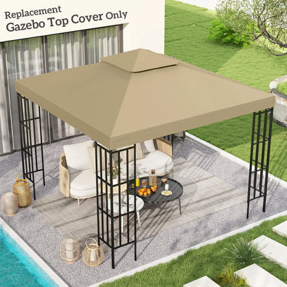 10' X 10' Square 2-Tier Gazebo Canopy Replacement Top, Beige Gazebos at Gallery Canada
