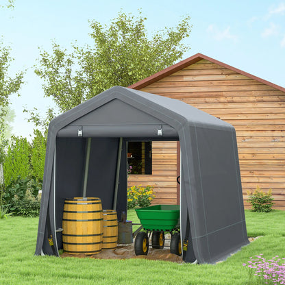 7.9' x 6.6' Garden Storage Tent, Metal Frame, Double Zipper Doors, Dark Grey Car Shelters at Gallery Canada