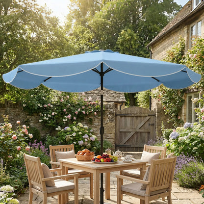 9' x 9' Round Market Umbrella, Tilt Crank, Patio Garden Poolside, Sky Blue Sun Umbrellas at Gallery Canada