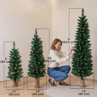 Pencil Christmas Trees Set Of 3, Pre-Lit, Green, Green