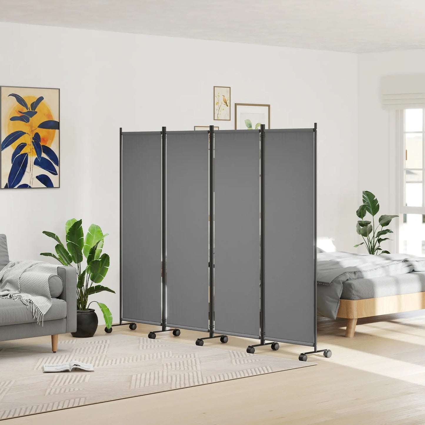 Folding Room Divider with Castor Wheels, Rolling Privacy Screen for Patio Backyard Pool Hot Tub, 5.6ft Tall Side Awnings at Gallery Canada