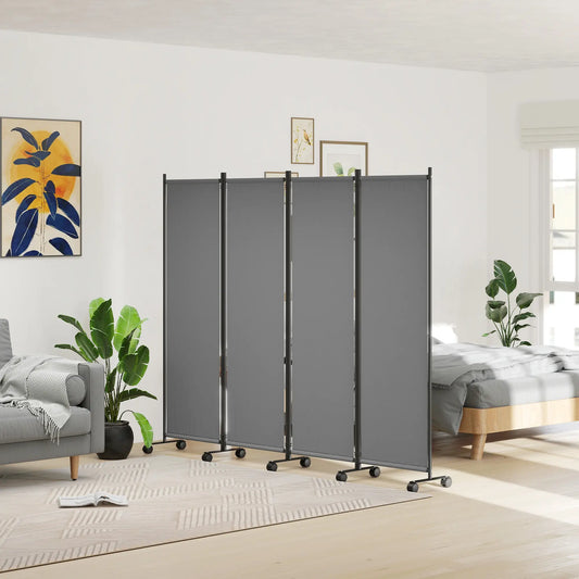 Folding Room Divider with Castor Wheels, Rolling Privacy Screen for Patio Backyard Pool Hot Tub, 5.6ft Tall Side Awnings Dark Grey at Gallery Canada