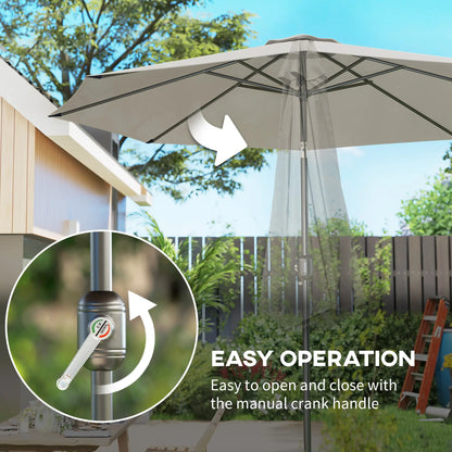 10' x 8' Round Patio Umbrella, Crank Handle, Tilt, Light Grey Sun Umbrellas at Gallery Canada