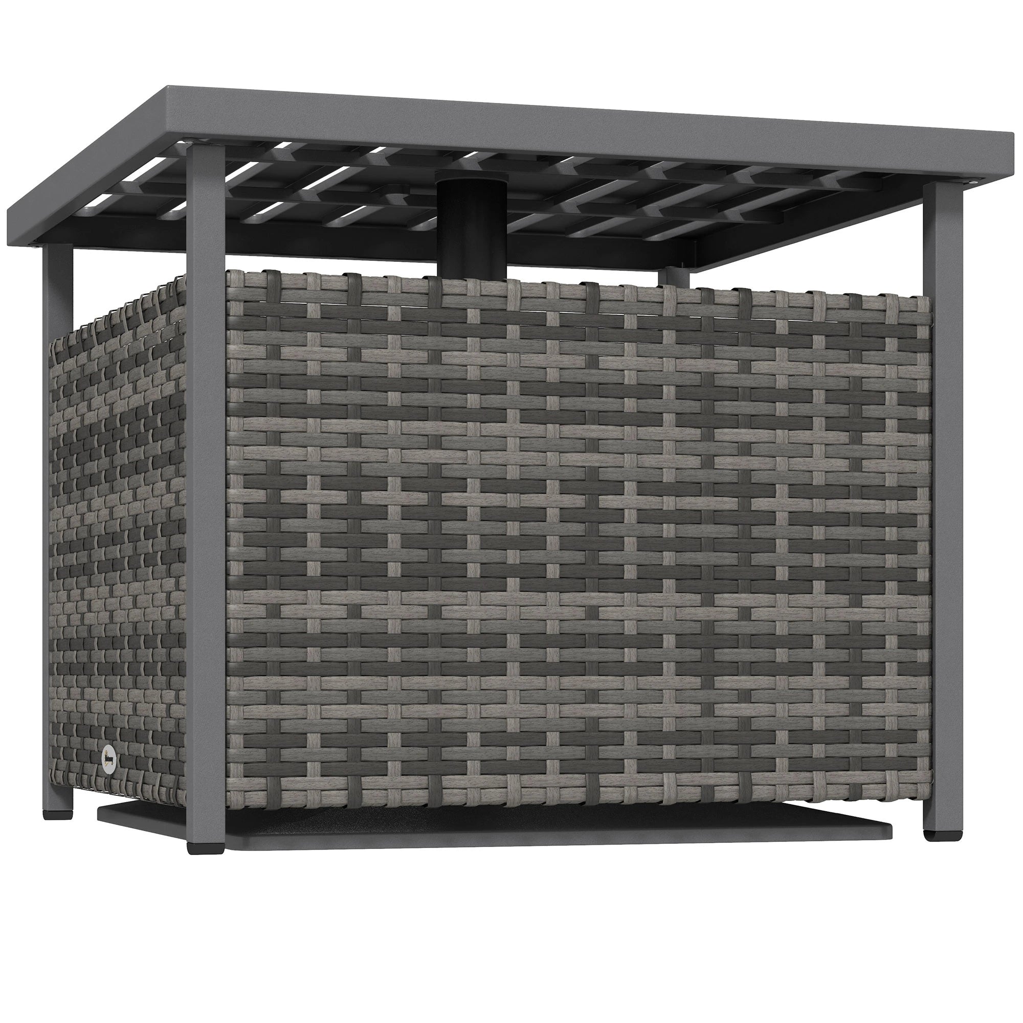 Rattan Coffee Table, Wicker Patio, Umbrella Hole, Mixed-Grey Patio Side Tables at Gallery Canada