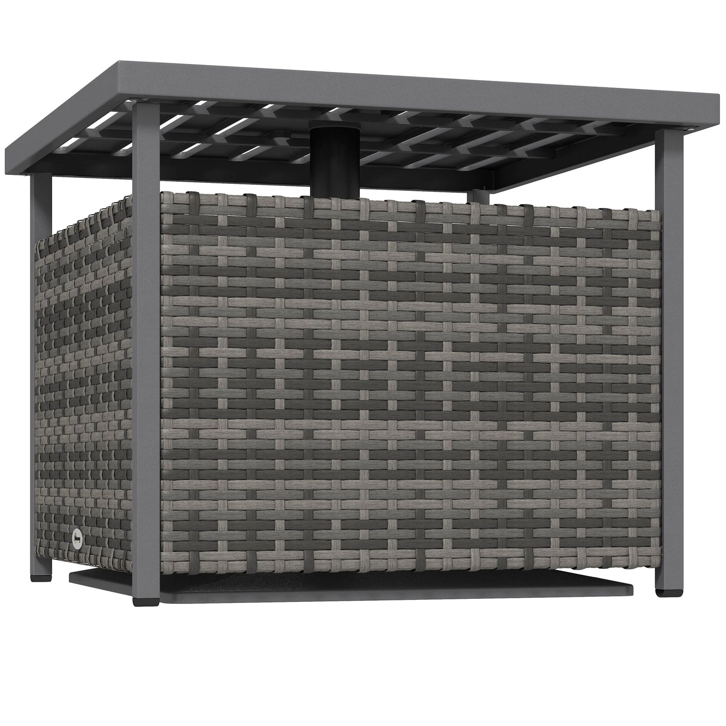 Rattan Coffee Table, Wicker Patio, Umbrella Hole, Mixed-Grey Patio Side Tables at Gallery Canada