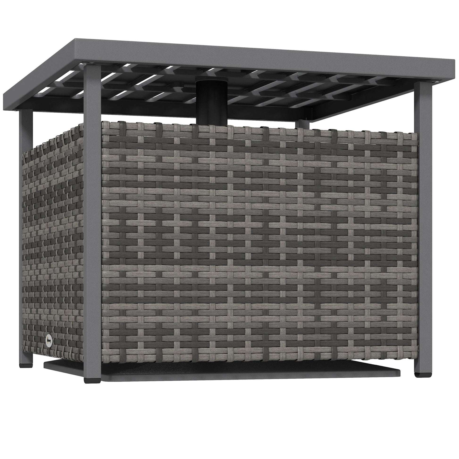 Rattan Coffee Table, Wicker Patio, Umbrella Hole, Mixed-Grey Patio Side Tables at Gallery Canada