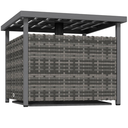 Rattan Coffee Table, Wicker Patio, Umbrella Hole, Mixed-Grey Patio Side Tables at Gallery Canada