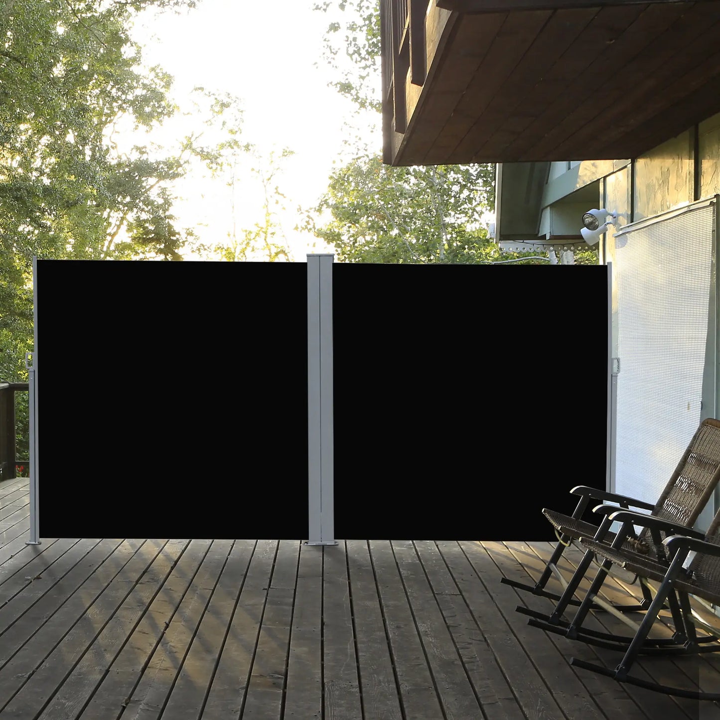 Retractable Double Side Awning, Folding Privacy Screen, Black Side Awnings at Gallery Canada