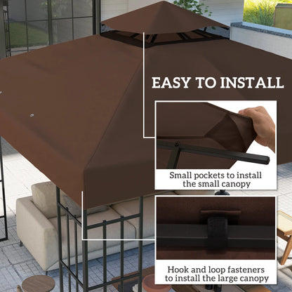 10' x 10' Gazebo Replacement Cover, 2-Tier Roof, UPF30+, Coffee Gazebo Canopy Replacement at Gallery Canada