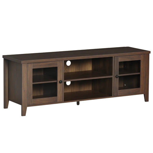 Fireplace TV Stand for 60 Inch TVs, Wood Cabinet with Storage Doors