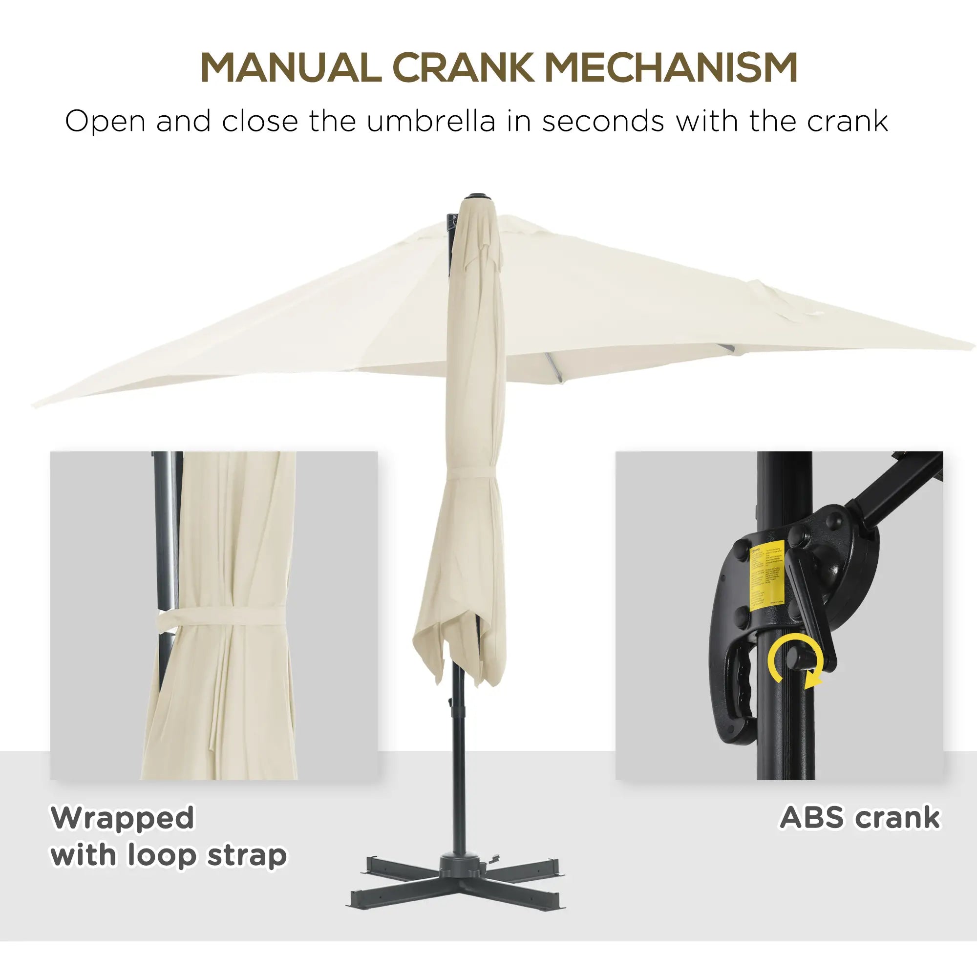 8' x 8' Square Patio Umbrella, 360° Rotation, Aluminum, White Cantilever Umbrellas at Gallery Canada