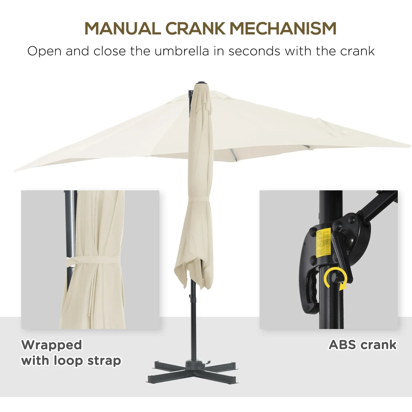 8' x 8' Square Patio Umbrella, 360° Rotation, Aluminum, White Cantilever Umbrellas at Gallery Canada