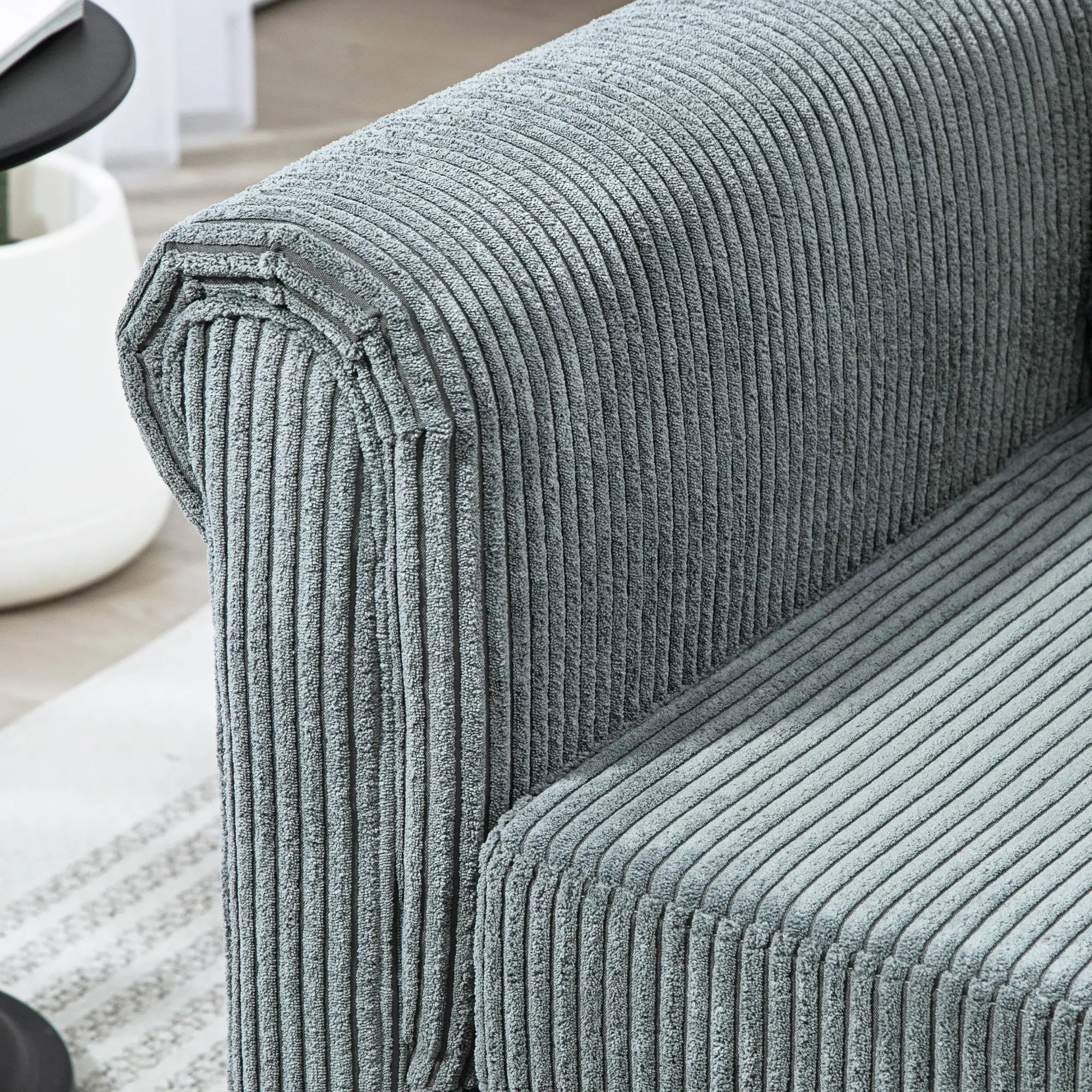 Vintage Loveseat, Fabric 2 Seater Sofa, Rolled Arms, Rubber Wood Legs, Grey 2-Seater Sofas at Gallery Canada