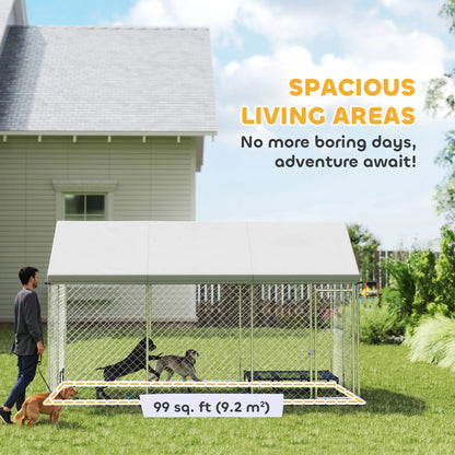 Galvanized Steel Outdoor Dog Kennel, Safety Lock, 13.1' x 7.5' x 7.8' Houses, Kennels & Pens at Gallery Canada