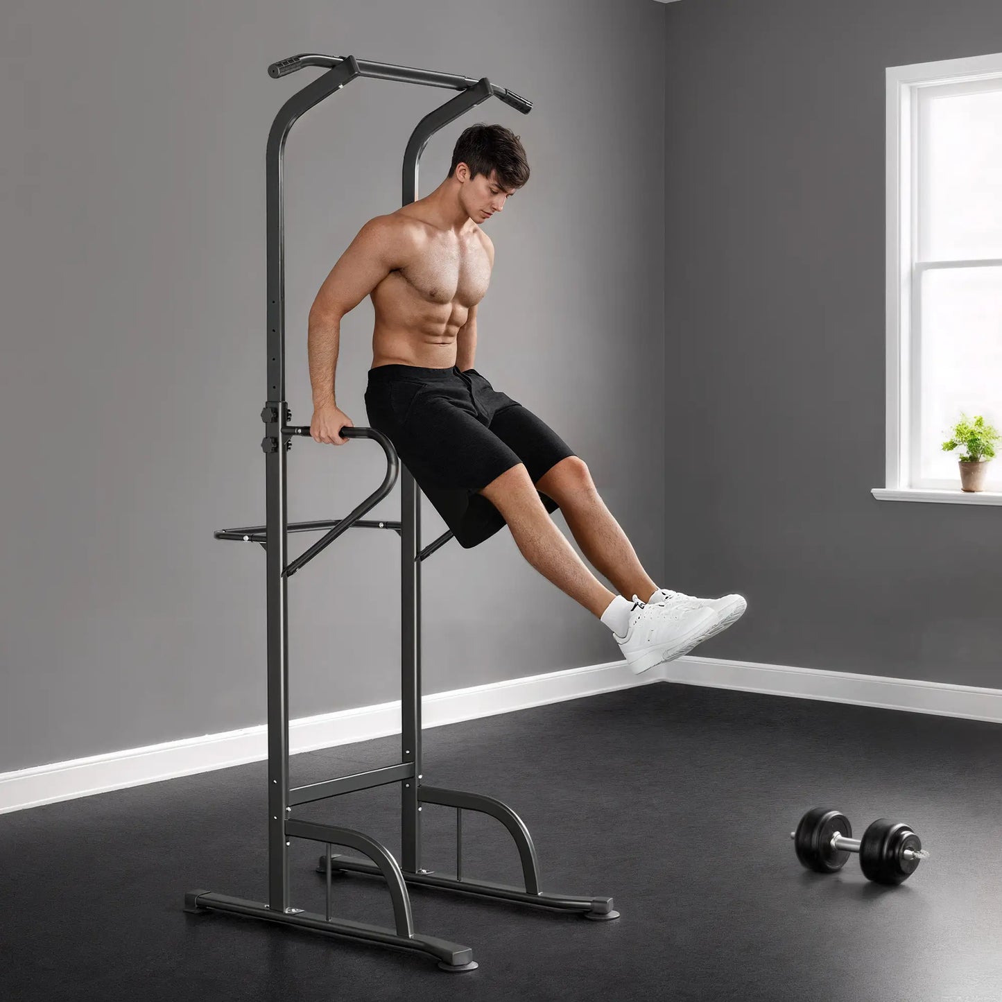 Power Tower Dip Station, Pull Up Bar, Adjustable Height, Black Power Towers at Gallery Canada