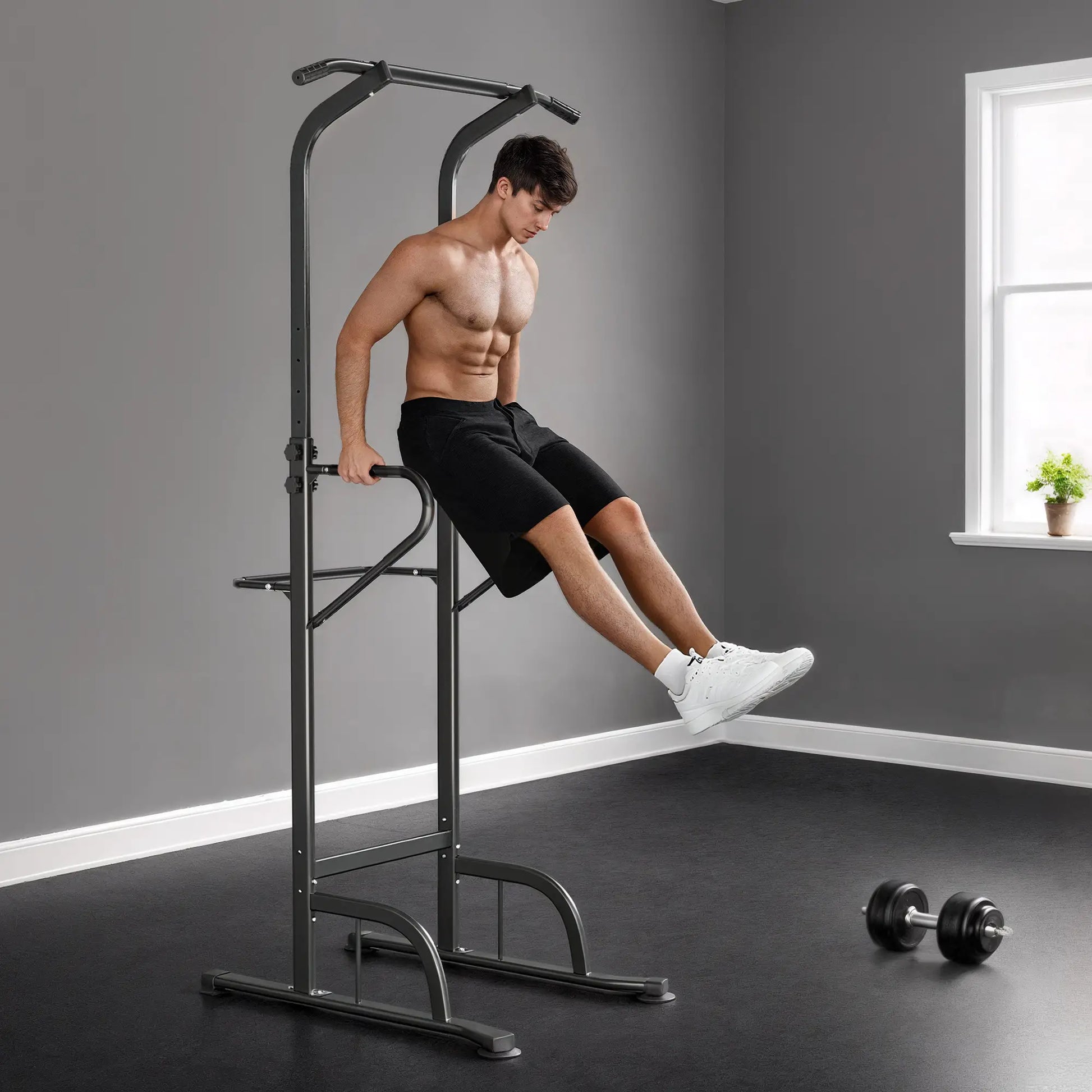Power Tower Dip Station, Pull Up Bar, Adjustable Height, Black Power Towers at Gallery Canada