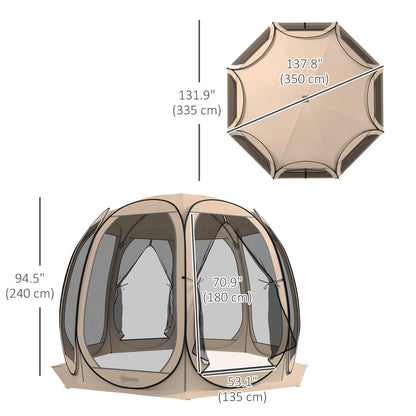 11' x 11.5' Screen Tent, Pop Up Gazebo, Portable Carry Bag, 2 Doors, Beige Camping Tents at Gallery Canada