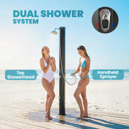 16 Gal Solar Heated Shower, 7.4 FT Outdoor Shower With 2 Heads Outdoor Swimming Pools & Hot Tubs at Gallery Canada