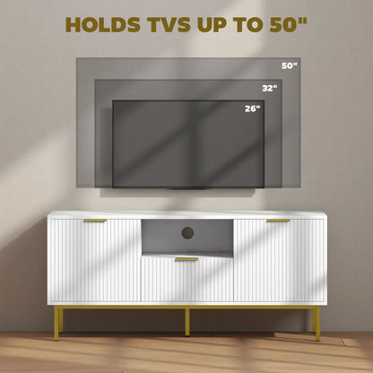 TV Console For 40 Inch TVs, Entertainment Center With RGB LED Lights, White TV Stands at Gallery Canada