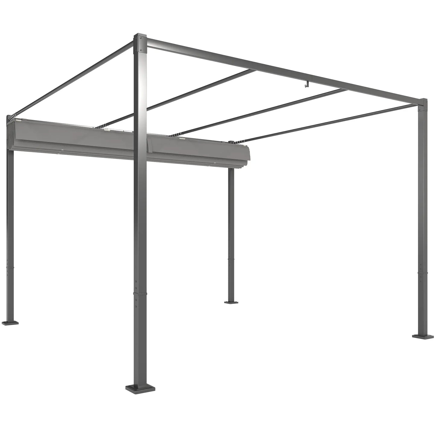 10' x 10' Grey Outdoor Gazebo, Retractable Pergola Canopy, UPF30+ Metal Kit, Grey Pergolas Grey at Gallery Canada